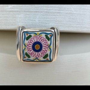 Sterling silver Mexican tile ring